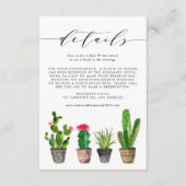 Boho Waterverf Potted Cactus Bruiloft Details Informatiekaartje (Voorkant)