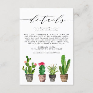 Boho Waterverf Potted Cactus Bruiloft Details Informatiekaartje