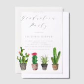 Boho Waterverf Potted Cactus Graduation Party Vellum Uitnodigingen (Offset)