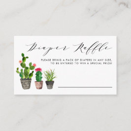 Boho Waterverf Potted Cactus Luier Raffle Spel Informatiekaartje
