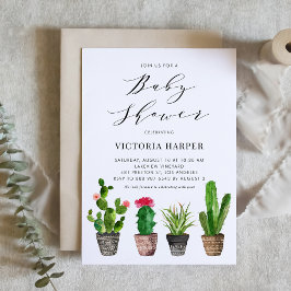 Boho Waterverf Potted Cactus Zomer Baby shower Kaart