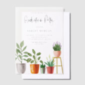Boho Waterverf Potted Houseplants Afstuderen Vellum Uitnodigingen (Offset)