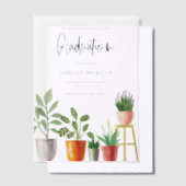 Boho Waterverf Potted Houseplants Afstuderen Vellum Uitnodigingen (Offset)