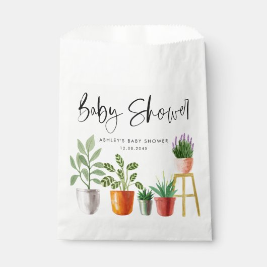 Boho Waterverf Potted Houseplants Baby shower Bedankzakje (Voorkant)