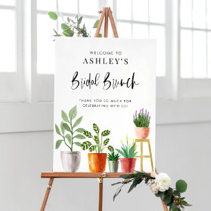 Boho Waterverf Potted Houseplants Bruids Brunch Poster