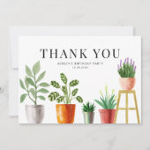 Boho Waterverf Potted Houseplants Verjaardagsfeest Bedankkaart (Voorkant)