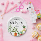 Boho Waterverf Potted Houseplants Verjaardagsfeest Papieren Bordje (Feest)