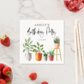 Boho Waterverf Potted Houseplants Verjaardagsfeest Servet (Insitu)