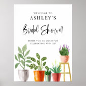 Boho Waterverf Potted Houseplants Vrijgezellenfees Poster (Voorkant)