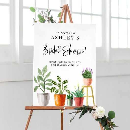 Boho Waterverf Potted Houseplants Vrijgezellenfees Poster