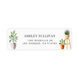 Boho Waterverf Potted kamerplanten Etiket
