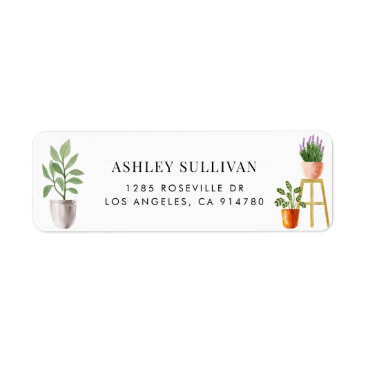 Boho Waterverf Potted kamerplanten Etiket (Voorkant)