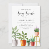 Boho Waterverf Potted Planten Baby Brunch Kaart (Voorkant)