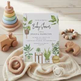 Boho Waterverf Potted Planten Baby shower Kaart
