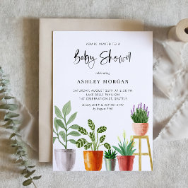 Boho Waterverf Potted Planten Baby shower Kaart