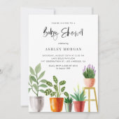 Boho Waterverf Potted Planten Baby shower Kaart (Voorkant)
