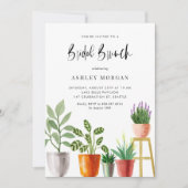 Boho Waterverf Potted Planten Bridal Brunch Kaart (Voorkant)