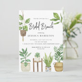 Boho Waterverf Potted Planten Bridal Brunch Kaart (Staand voorkant)