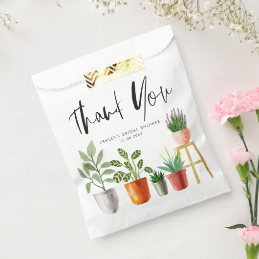 Boho Waterverf Potted Plants Bruidsdouche Bedankzakje (Gezegeld)