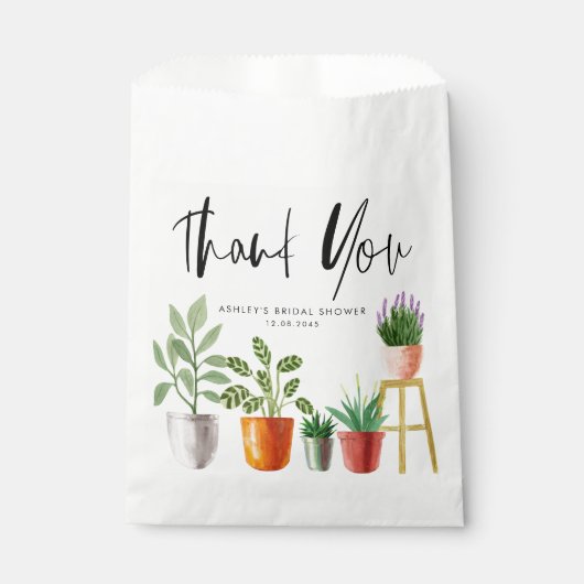 Boho Waterverf Potted Plants Bruidsdouche Bedankzakje (Voorkant)