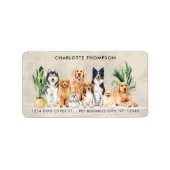 Boho Waterverf Puppy Dogs Dog Pet Return Address Etiket (Voorkant)