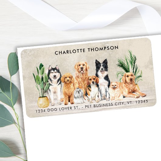 Boho Waterverf Puppy Dogs Dog Pet Return Address Etiket