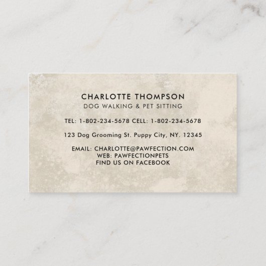 Boho Waterverf Puppy Dogs Dog Walker Pet Sitter Visitekaartje (Achterkant)