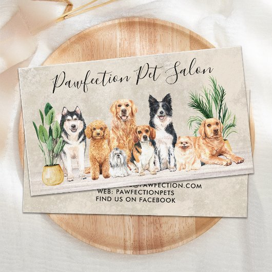 Boho Waterverf Puppy Dogs Pet Sitter Dog Groomer Visitekaartje