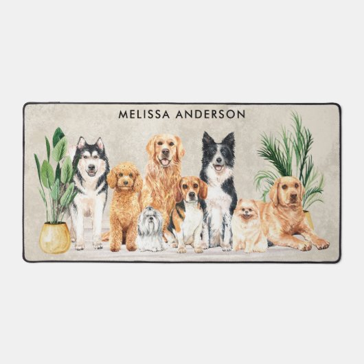 Boho Waterverf Puppy Dogs Walking Dog Groomer Pet Bureaumat (Voorkant)