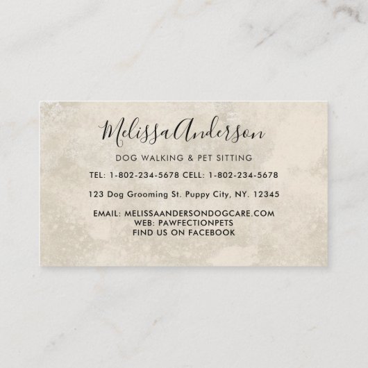 Boho Waterverf Puppy Dogs Walking Dog Groomer Pet Visitekaartje (Achterkant)