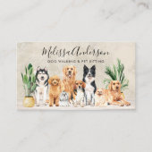 Boho Waterverf Puppy Dogs Walking Dog Groomer Pet Visitekaartje (Voorkant)