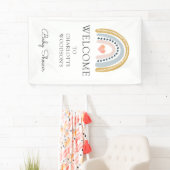Boho Waterverf Rainbow Baby shower Banner (Insitu)