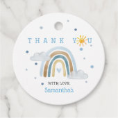 Boho Waterverf Rainbow Baby shower Bedankjes Labels (Voorkant)