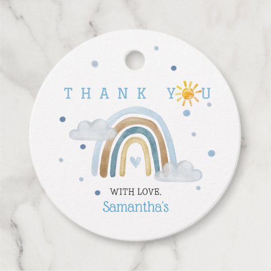 Boho Waterverf Rainbow Baby shower Bedankjes Labels (Voorkant)