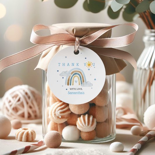 Boho Waterverf Rainbow Baby shower Bedankjes Labels