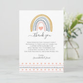 Boho Waterverf Rainbow Baby shower Bedankkaart (Staand voorkant)