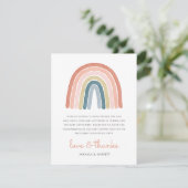Boho Waterverf Rainbow Baby shower Bedankkaart (Staand voorkant)