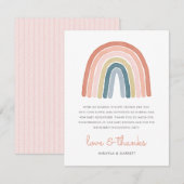 Boho Waterverf Rainbow Baby shower Bedankkaart (Voorkant / Achterkant)