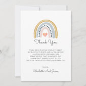Boho Waterverf Rainbow Baby shower Bedankkaart (Voorkant)