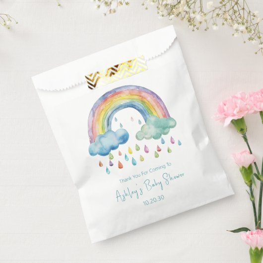 Boho Waterverf Rainbow Baby shower Bedankzakje (Gezegeld)