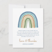Boho Waterverf Rainbow Baby shower Blue Bedankkaart (Voorkant)