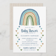 Boho Waterverf Rainbow Baby shower Blue