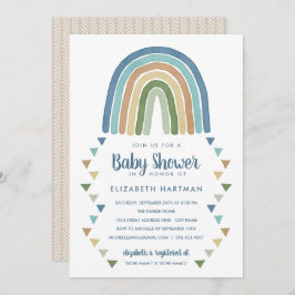 Boho Waterverf Rainbow Baby shower Blue Kaart