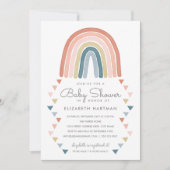 Boho Waterverf Rainbow Baby shower Coral Kaart (Voorkant)