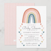 Boho Waterverf Rainbow Baby shower Coral Kaart (Voorkant / Achterkant)