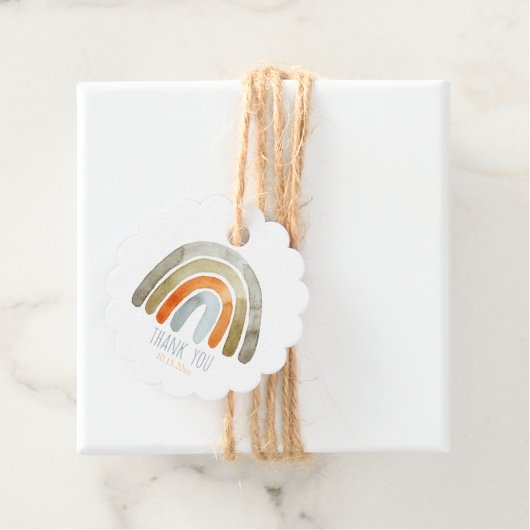 Boho Waterverf Rainbow Baby shower Dank u wel Bedankjes Labels (In situ)