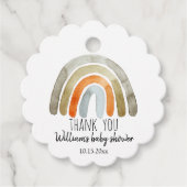 Boho Waterverf Rainbow Baby shower Dank u wel Bedankjes Labels (Voorkant)