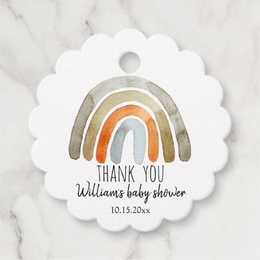 Boho Waterverf Rainbow Baby shower Dank u wel Bedankjes Labels (Voorkant)