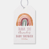 Boho Waterverf Rainbow Baby shower Dank u wel Cadeaulabel (Voorkant)