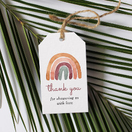 Boho Waterverf Rainbow Baby shower Dank u wel Cadeaulabel